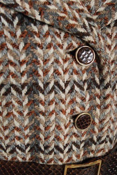 1970 Christian Dior Documented Wool Tweed &amp; Lynx Fur Belted Princess Coat