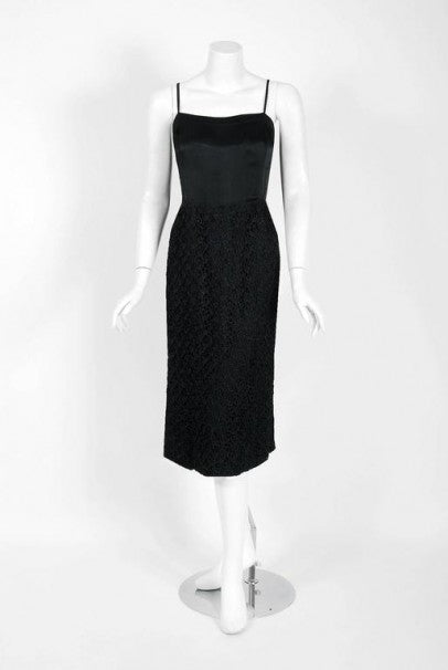 1973 Chanel Haute-Couture Black Guipure Lace &amp; Velvet Illusion Cocktail Dress