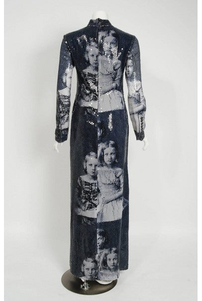 1998 Alexander McQueen &#39;Joan&#39; Romanov&#39; Sequin Print Long-Sleeve Runway Gown