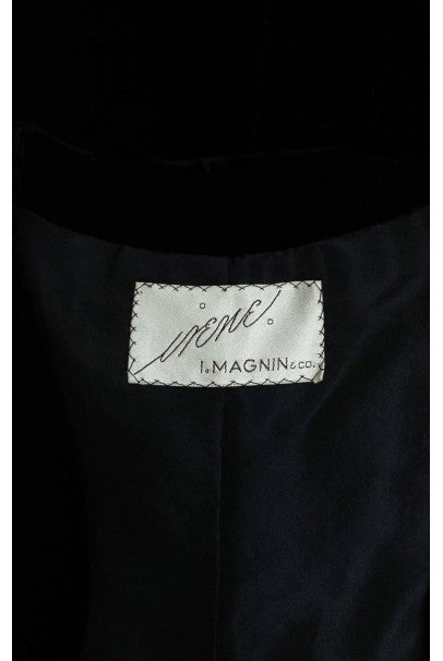 1953 Irene Lentz Couture Black Velvet &amp; Mink Fur Puff-Sleeve Gown Ensemble