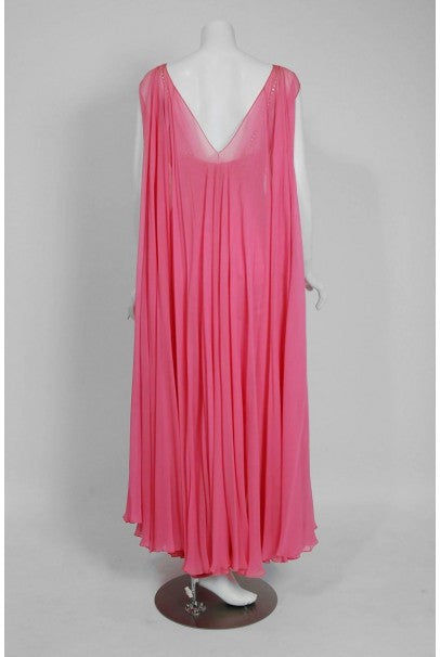 1955 Historical Yma Sumac Metallic Beaded Pink Ruched Silk-Jersey Hourglass Gown