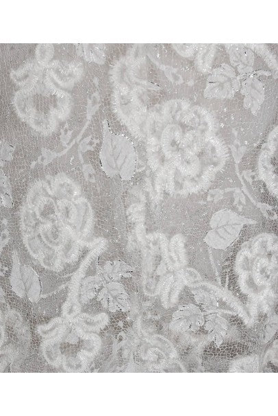 1960’s Arnold Scaasi Couture White Embroidered Floral Lace Strapless Tiered Gown &amp; Capelet