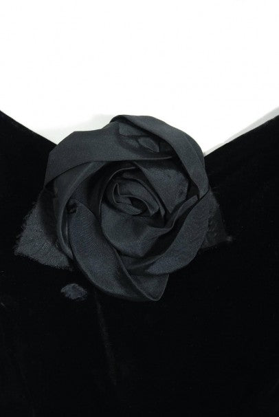 1955 Christian Dior Haute Couture Black Velvet and Pleated Silk Full Party Dress