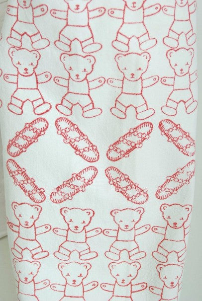 1968 Zandra Rhodes Couture Teddy Bear Novelty Print White Denim Cropped Jacket