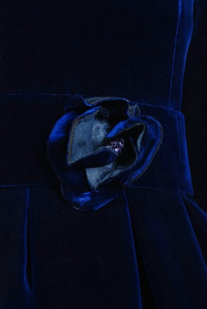 1964 Nina Ricci Couture Silk-Velvet Rainbow Stripe Block Color Belted Maxi Dress