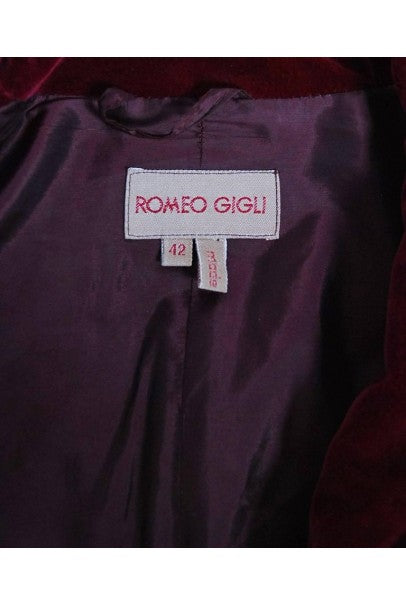 1987 Romeo Gigli Museum-Held Burgundy Red Velvet Jester Petal Swing Coat Jacket