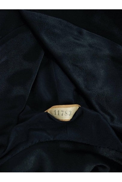 1954 Chanel Haute-Couture Black Satin Wide Cuff Full-Length Princess Dress Coat