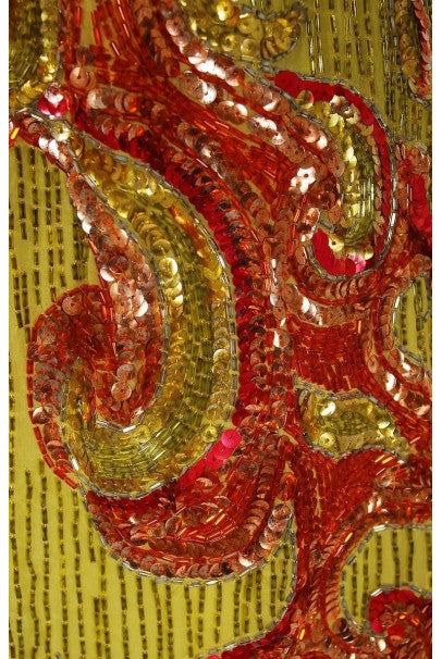 1969 Boyd Clopton Couture Celestial Sun &amp; Moon Beaded Sequin High-Slit Gown