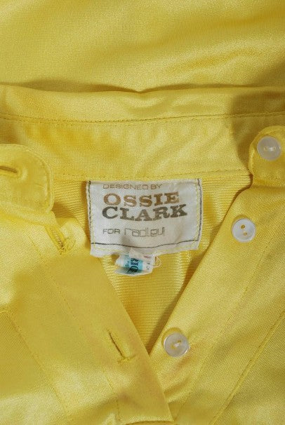 1975 Ossie Clark Yellow Jersey Beagle-Collar Cropped Blouse &amp; Matching Hot Pants