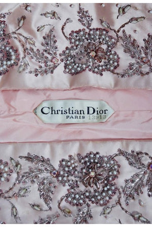 1951 Christian Dior Haute-Couture Beaded Lesage Embroidery Pink Satin Dress Coat