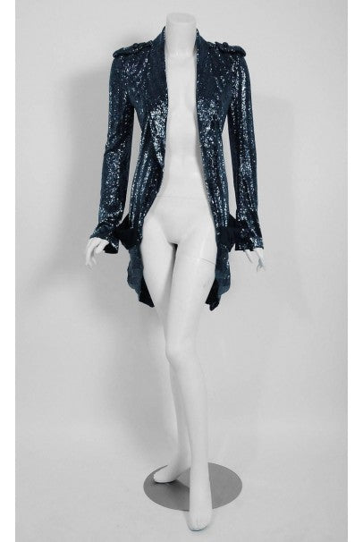 2005 Balenciaga Lesage Beaded Black Sculpted Tuxedo Blazer Jacket