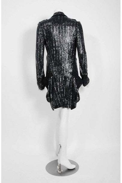 2005 Balenciaga Lesage Beaded Black Sculpted Tuxedo Blazer Jacket
