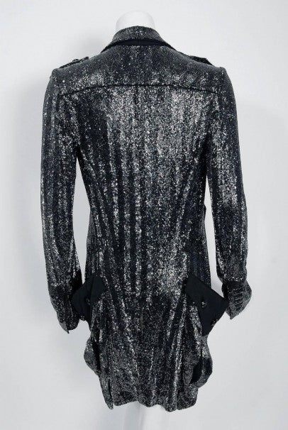 2005 Balenciaga Lesage Beaded Black Sculpted Tuxedo Blazer Jacket