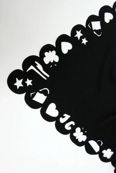 2002 John Galliano Paris Black Silk Cut Out Novelty Hooded Bias-Cut Dress With Tags