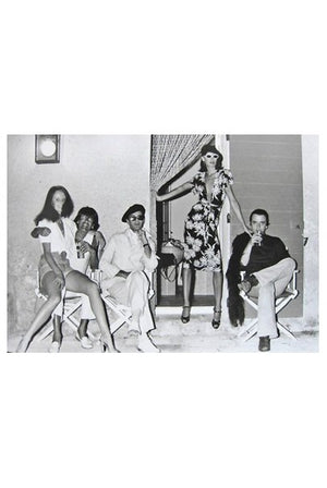 1970's Sheridan Barnet Daisy Print Crepe Plunge Wrap Dress British Vogue
