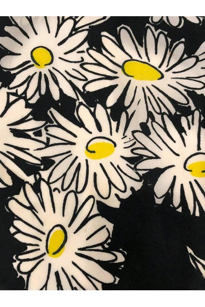 1970&#39;s Sheridan Barnet Daisy Print Crepe Plunge Wrap Dress British Vogue