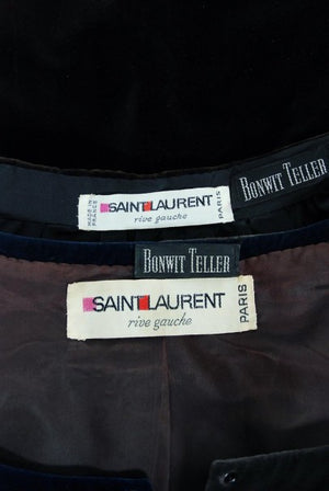 1970 Yves Saint Laurent Corset Lace-Up Mutton Sleeve Velvet Blouse & Maxi Skirt
