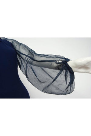 1936 Germaine Monteil Couture Movie Worn Navy Crepe Billow Sleeve Bias-Cut Gown