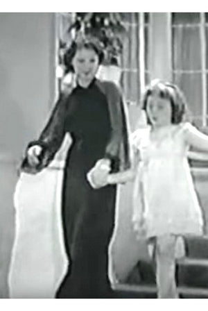 1936 Germaine Monteil Couture Movie Worn Navy Crepe Billow Sleeve Bias-Cut Gown