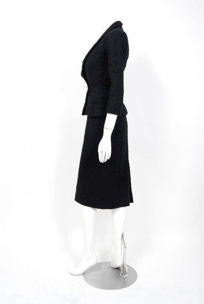 1952 Christian Dior Haute-Couture Wool Cocktail Dress &amp; Double-Breasted Jacket