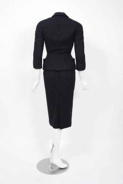 1952 Christian Dior Haute-Couture Wool Cocktail Dress &amp; Double-Breasted Jacket