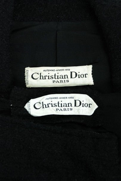 1952 Christian Dior Haute-Couture Wool Cocktail Dress &amp; Double-Breasted Jacket