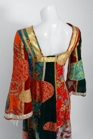 1969 Sant' Angelo Documented Colorful Patchwork Klimt Bohemian Maxi Dress