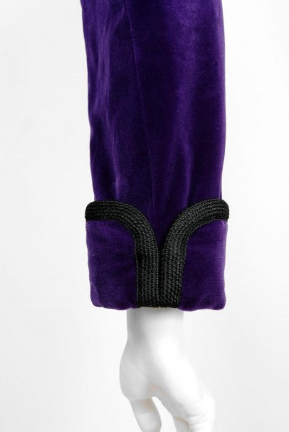 1979 Yves Saint Laurent Purple Velvet Puff-Shoulder Jacket &amp; Knickers Pantsuit