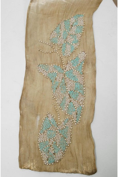 1920’s French Couture Metallic Gold Lamé Beaded Leaf-Motif Trained Evening Dress