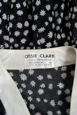 1970 Ossie Clark Daisy Celia Birtwell Print Capelet Empire Handkerchief Blouse