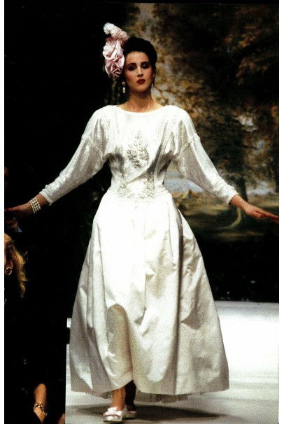 CHANELドレス 1985 Chanel Haute Couture Lesage Beaded Sequin Ivory Silk Full