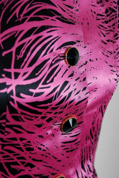 1979 Givenchy Haute Couture Novelty Feather Print Silk Jacket Blouse &amp; Skirt Set