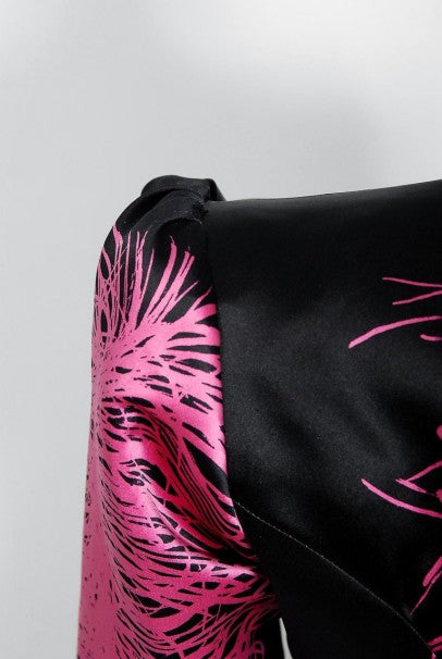 1979 Givenchy Haute Couture Novelty Feather Print Silk Jacket Blouse &amp; Skirt Set