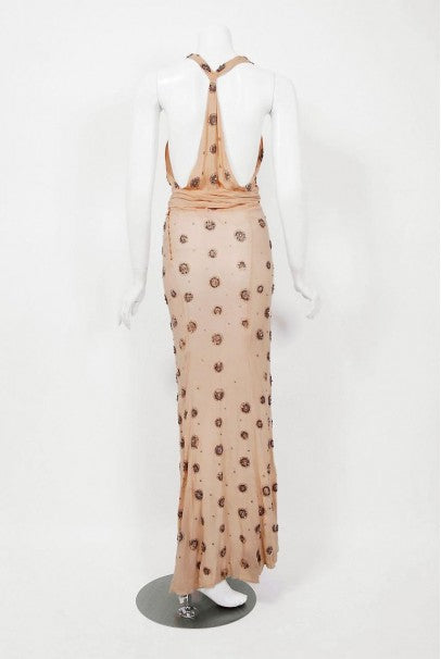1932 Tallulah Bankhead Movie-Worn Beaded Blush Silk Bias Cut Deco Gown &amp; Jacket