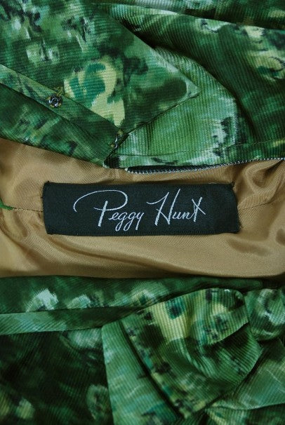 1950's Peggy Hunt Green Watercolor Floral Silk Portrait-Collar Pleated - Timeless Vixen 1950's Peggy Hunt Green Watercolor Floral Silk Portrait-Collar Pleated - Timeless Vixen