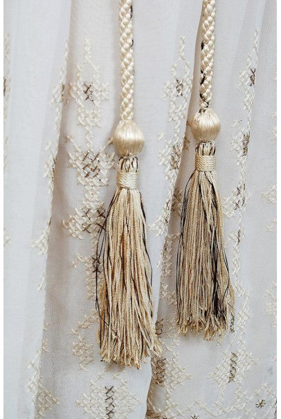 1971 Guy Laroche Haute Couture Embroidered Ivory Silk Billow Sleeve Plunge Gown