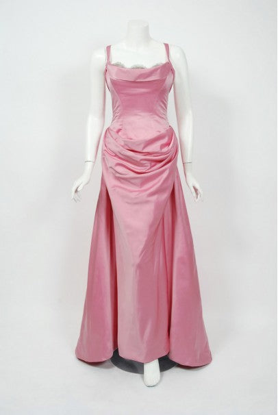 1998 Bob Mackie Couture Pink Satin Gown Worn by Julia Louis-Dreyfus for Emmys