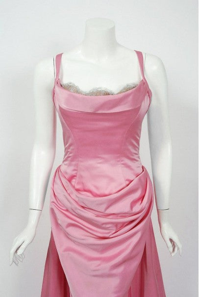 1998 Bob Mackie Couture Pink Satin Gown Worn by Julia Louis-Dreyfus for Emmys