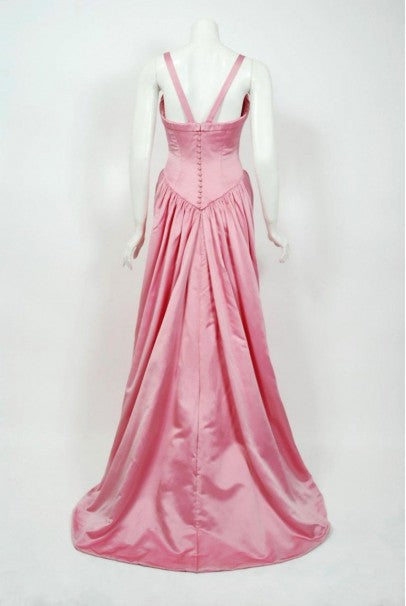1998 Bob Mackie Couture Pink Satin Gown Worn by Julia Louis-Dreyfus fo