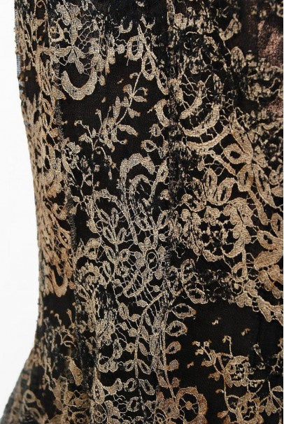 2002 Alexander McQueen Lifetime Runway Lace &amp; Metallic Silk Corset Fishtail Gown