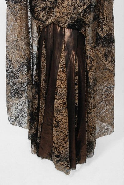 2002 Alexander McQueen Lifetime Runway Lace &amp; Metallic Silk Corset Fishtail Gown