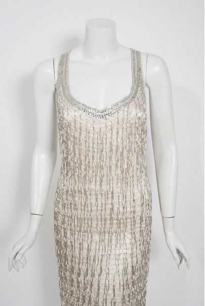1979 Liza Minnelli Celebrity-Worn Andre Van Pier Couture Ivory Silk Beaded Dress