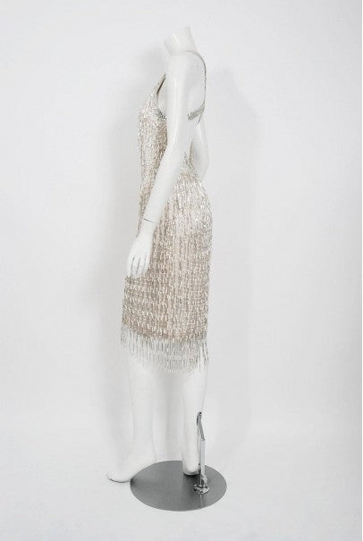 1979 Liza Minnelli Celebrity-Worn Andre Van Pier Couture Ivory Silk Beaded Dress