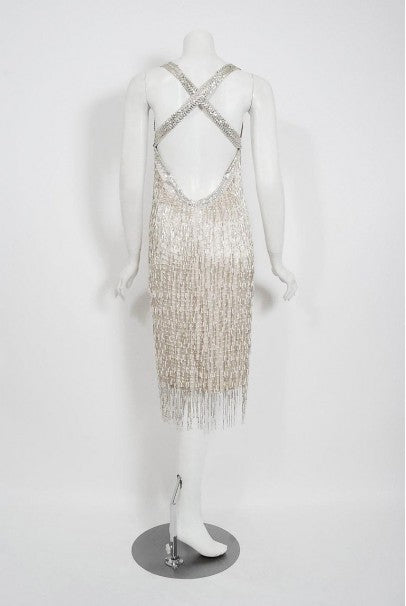 1979 Liza Minnelli Celebrity-Worn Andre Van Pier Couture Ivory Silk Beaded Dress