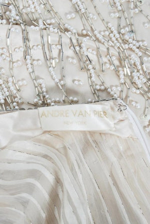 1979 Liza Minnelli Celebrity-Worn Andre Van Pier Couture Ivory Silk Beaded Dress