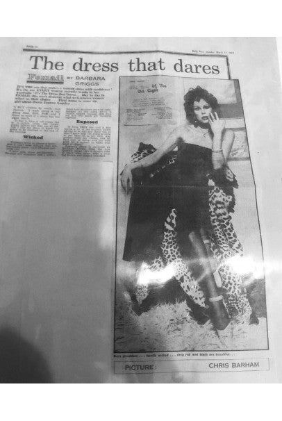 1975 Sheilagh Brown for Quorum Documented Black &amp; Red Jersey Strapless Dress