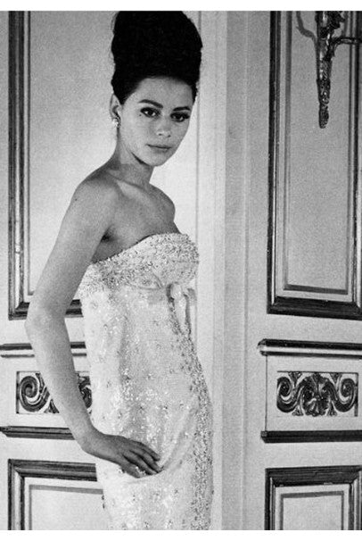 1965 Pierre Balmain Haute-Couture Ivory Beaded Metallic Lace