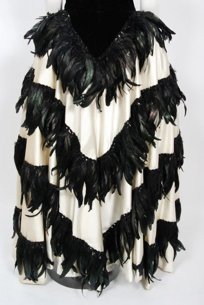 1940&#39;s Brooks Costume Couture Beaded Black Velvet Strapless Corset Bustle Gown