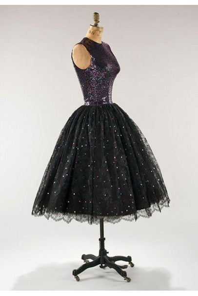 1955 Norman Norell Couture Museum Held Chantilly Lace Sequin Dress Timeless Vixen