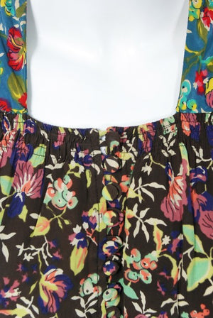 1970 Alice Pollock for Quorum Floral Print Rayon Flutter Sleeve Bias-Cut Dress